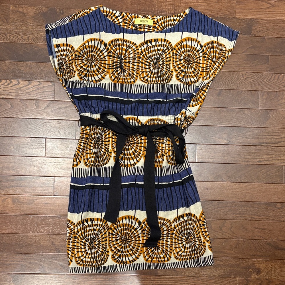 Orion London Belted Printed Dress Abstract Geometric Print | Size XS-S - Picture 4 of 10
